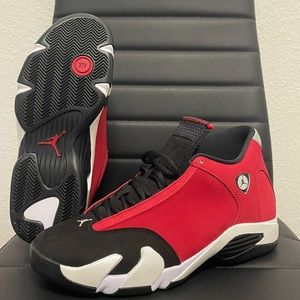 Red black and white jordans